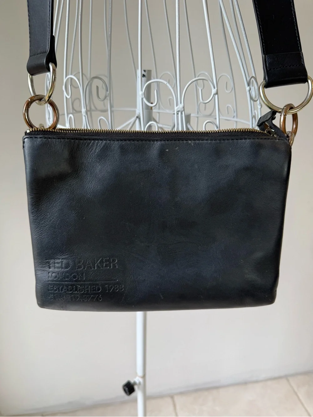 Ted Baker Darceyy Black Leather Crossbody Bag Multi Compartment Zip Purse